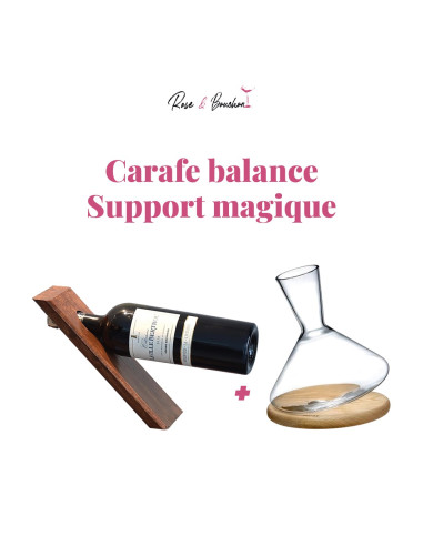 Carafe à Vin Balance avec support en bois + Support Magique
