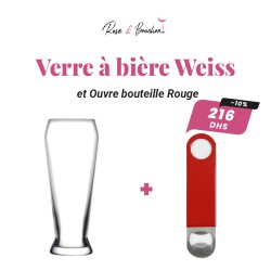 6 Verres à bière Weiss et Ouvre bouteille Rouge